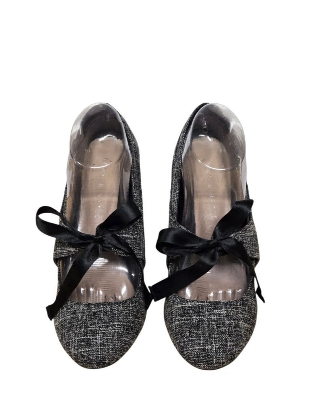 Kelly & Katie Linosa Ribbon Tie Round Toe Mary Jane Pump Womens 9 Gray Tweed